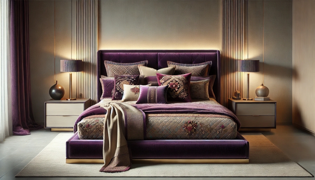 Lit king size velours violet